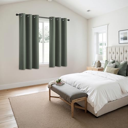 MIULEE Blackout Curtains for Bedroom 2 Panel 40 x 45 Inch Long Dark Mallard - Image 6