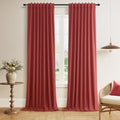 Guken Red 100% Blackout Linen Curtains 84 Inch Length 2 Panels Set for Living Room Bedroom Back Tab/Rod Pocket Thermal Insulated Black Out Drapes Room Darkening Window Curtains 84 Inches Long by Guken