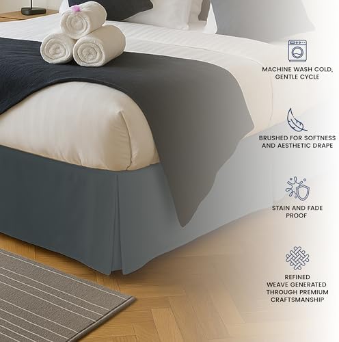 King Size Pleated Bed Skirt, Hides Under-Bed Storage 16 Inch Drop, Grey - Image 5