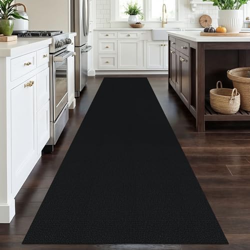 EARTHALL Washable Runner Rug, Non Slip Hall Runner, 3x12 Ft, Black Heather - Image 5