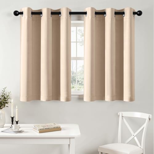MIULEE Blackout Curtains for Bedroom 2 Panels 40 x 36 Inch Long Beige by MIULEE