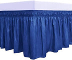 PureFit Wrap Around Ruffled Bed Skirt, Classic Blue, Queen/King - 22" Drop by PureFit