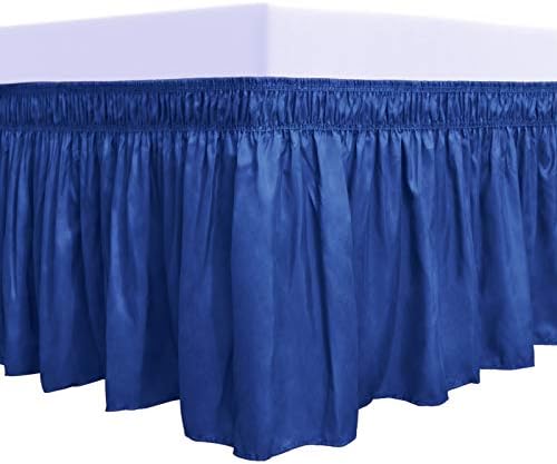 PureFit Wrap Around Ruffled Bed Skirt, Classic Blue, Twin/Full - 22" Drop by PureFit