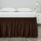 MEILA Wrap Around Elastic Bed Skirt for Twin & Full Beds, 24" Drop, Brown - Image 3