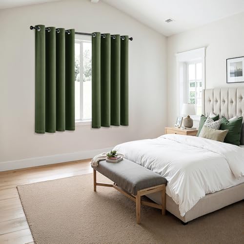 MIULEE Blackout Curtains for Bedroom 2 Panels 55 x 68 Inch Long Olive Green - Image 6