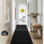 Ophanie Runner Rug for Hallway, 2x6 Bedroom Black Runner Rugs, Non Slip Fluffy Soft Shaggy Bedside Carpet for Kids Girls Boys Home Decor Aesthetic, Dorm Nursery by Ophanie
