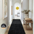 Ophanie 2x8 Runner Rug for Hallway,Upgrade Non-Slip Fluffy Soft Bedside Rugs,Bedroom Living Room Black Shaggy Carpet for Kids Girls Boys Dorm Nursery Home Decor Aesthetic with Over 99 pcs Pile fibers by Ophanie