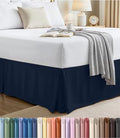 Twin Size Pleated Bed Skirt, Hides Under-Bed Storage 15 Inch Drop, Navy by UTOPIABEDDING