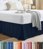 Twin Size Pleated Bed Skirt, Hides Under-Bed Storage 15 Inch Drop, Navy by UTOPIABEDDING