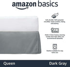 Amazon Basics Lightweight Pleated Bed Skirt, Machine Washable, Wrinkle and Fade Resistant, Queen, Dark Grey - Image 2