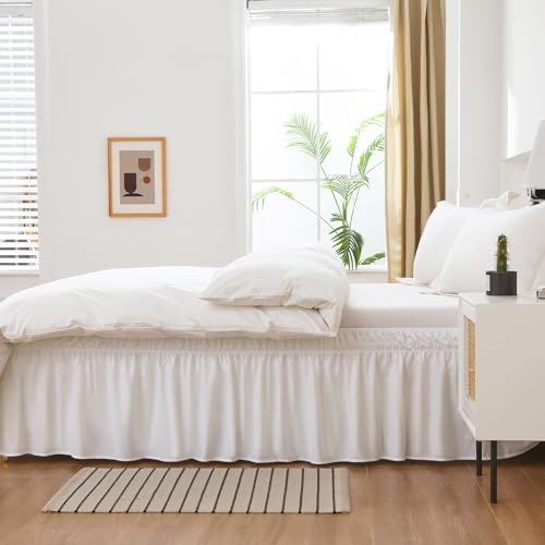 MEILA Wrap Around Bed Skirt for Queen & King Beds, 14" Drop,Natural White - Image 4