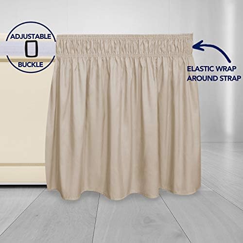 PureFit Wrap Around Ruffled Bed Skirt, Beige, Twin/Full - 14" Drop - Image 4