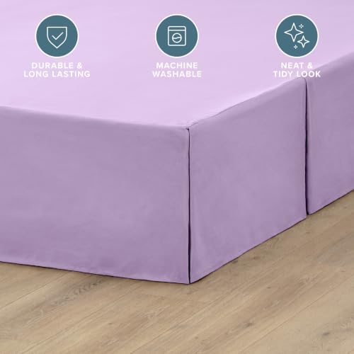 Bare Home Bed Skirt 15-Inch Drop 1800 Ultra-Soft (Queen, Lavender) - Image 3