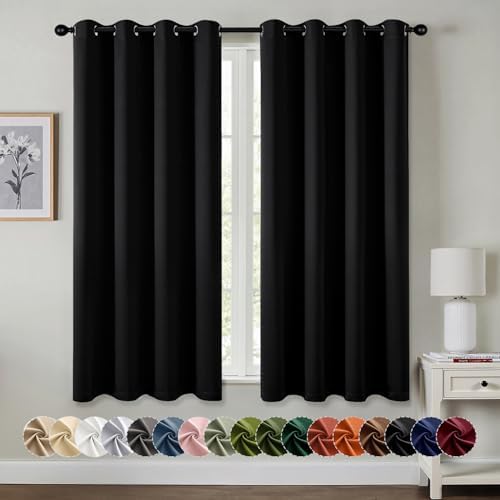 MIULEE Blackout Curtains for Bedroom 2 Panels 50 x 63 Inch Long Black by MIULEE