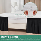 Wrap Around Queen Size Bed Skirt Split Corner 14" Drop-Elastic Dust Ruffle - Image 3