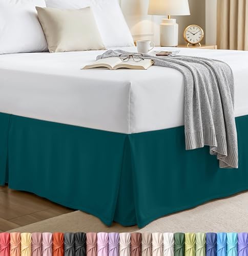 Twin Size Pleated Bed Skirt, Hides Under-Bed Storage 15 Inch Drop,Teal by UTOPIABEDDING