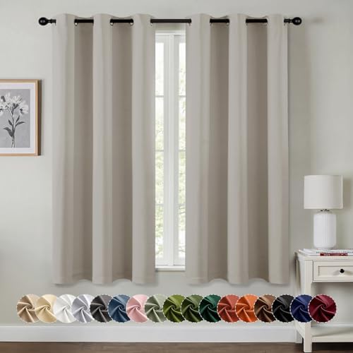 MIULEE Blackout Curtains for Bedroom 2 Panels 40 x 45 Inch Long Natural