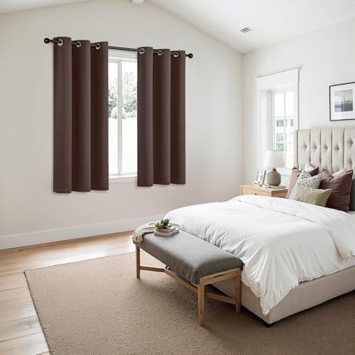 MIULEE Blackout Curtains for Bedroom 2 Panels 40 x 63 Inch Long Dark Brown - Image 6