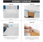 Wrap Around Twin Bed Skirt, Easy Fit Elastic Belt, 16 Inch Drop, White - Image 4