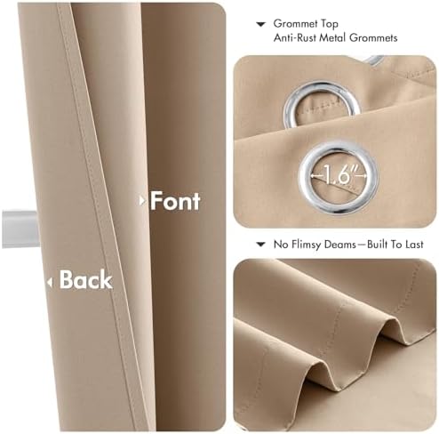 MIULEE Blackout Curtains for Bedroom 2 Panels 55 x 68 Inch Long Beige - Image 4