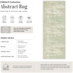 3x14 Washable Runner Rug：Modern Abstract Soft Carpet Green Cream - Image 2
