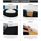 Wrap Around Queen Bed Skirt, Easy Fit Elastic Belt, 16 Inch Drop, Black - Image 5