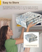 RELEANY Washable Area Rug, 6'x9', Blue/White/Gray - Image 6