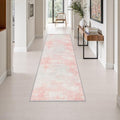 2.6x8 Washable Runner Rug：Modern Abstract Soft Carpet Pink White by FXRHLP