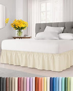 CGK Wrap Around Dust Ruffle Bed Skirt - Queen Size, 15" Inch, Off White by CGKUnlimited