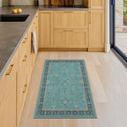 2x4 Washable Teal Throw Rugs for Entryway Indoor - Washable Non Slip Kitchen Rug, Boho Floral Small Carpet for Bathroom, Powder Room, Non Slip Low Pile Stain & Fade Resistant Indoor Décor - Image 6