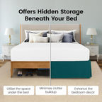 Twin Size Pleated Bed Skirt, Hides Under-Bed Storage 15 Inch Drop,Teal - Image 3