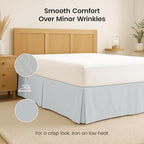 Queen Size Pleated Bed Skirt, Hides Under-Bed Storage 16" Drop, Light Grey - Image 6