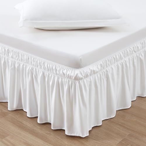 MEILA Wrap Around Elastic Bed Skirt for Queen & King Beds, 18" Drop,Natural White by MEILA