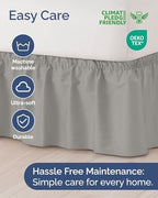 CGK Wrap Around Dust Ruffle Bed Skirt - Full Size, 14" Inch, Light Grey - Image 6