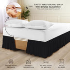 Wrap Around Twin Bed Skirt, Easy Fit Elastic Belt, 16 Inch Drop, Black - Image 3
