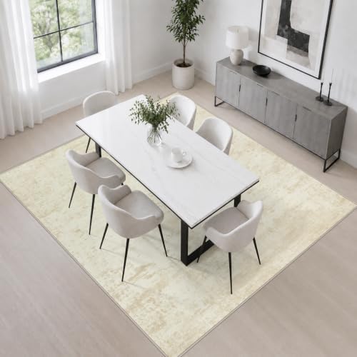 Area Rug Living Room: 4x4 Modern Washable Indoor Soft Carpet Beige - Image 3