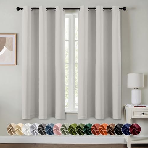 MIULEE Blackout Curtains for Bedroom 2 Panels 40x54 Inch Long Natural White by MIULEE