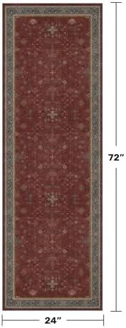 2x6 Turkish Kitchen Runner Rugs Non Skid Washable - Washable Rug for Hallway, Bedroom Bedside, Bathroom, Laundry Room, Hallway, Non Slip with Rubber Backing, Oriental Dark Red Kitchen Accessories - Image 2