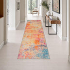 2.6x8 Washable Runner Rug：Modern Abstract Soft Carpet Galaxy Haze by FXRHLP