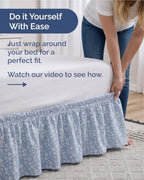 CGK Wrap Around Dust Ruffle Bed Skirt - King Size, 15" Inch, Blue Meadow - Image 3