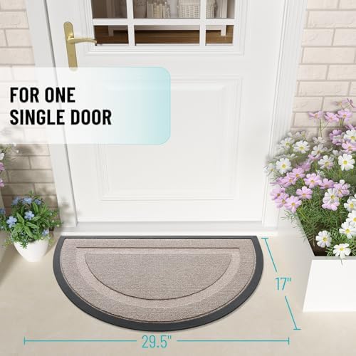 OLANLY Half Circle Front Door Mat Outside 29.5x17 All-Season Rubber Doormat - Image 2