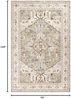 Yamaziot Area Rug 8x10, Non-Slip Washable Boho Vintage Living Room Bedroom Rug with Rubber Backing, Low Pile Faux Wool Soft Distressed Rug Floor Carpet for Living Room, Bedroom - Image 2