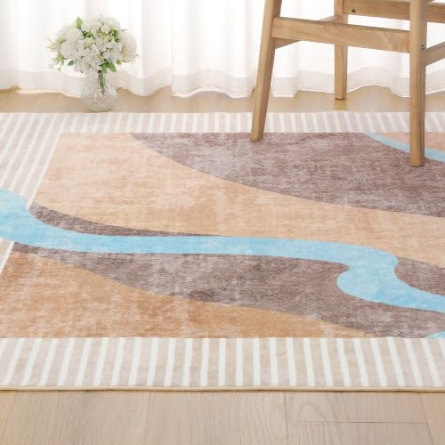 Area Rug 4x6 Orange Rug Washable Rugs Non Slip Low Pile Small Carpet for Entryway, Bedroom, Kitchen, Classroom, Kids Room, Office, Dorm, Dining Room by OmpaaHomeDecor