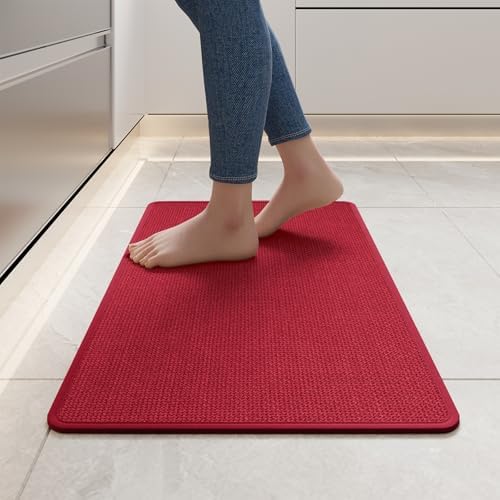 YDKGL Kitchen Rugs Kitchen Mats for Floor Non Slip Washable Red 17"x30" by YDKGL