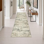 2.6x8 Washable Runner Rug：Modern Abstract Soft Carpet Ash Brown by FXRHLP