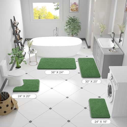 OLANLY Bathroom Runner Rugs 44x24, Extra Soft Absorbent Chenille Bath Rugs - Image 2