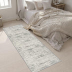 2.6x8 Washable Runner Rug：Modern Abstract Kitchen Soft Carpet Gray - Image 5