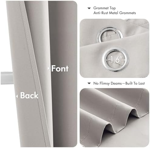 MIULEE Blackout Curtains for Bedroom 2 Panels 40 x 84 Inch Long Cobblestone - Image 4
