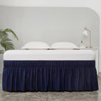 MEILA Wrap Around Bed Skirt for Queen & King Beds, 12" Drop, Navy Blue - Image 2