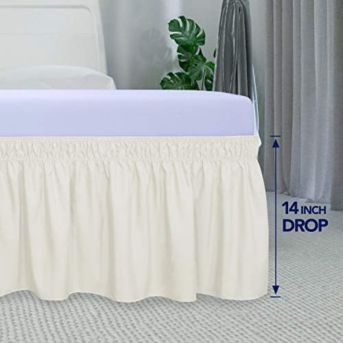 PureFit Wrap Around Ruffled Bed Skirt, Ivory, Twin/Full - 14" Drop - Image 6